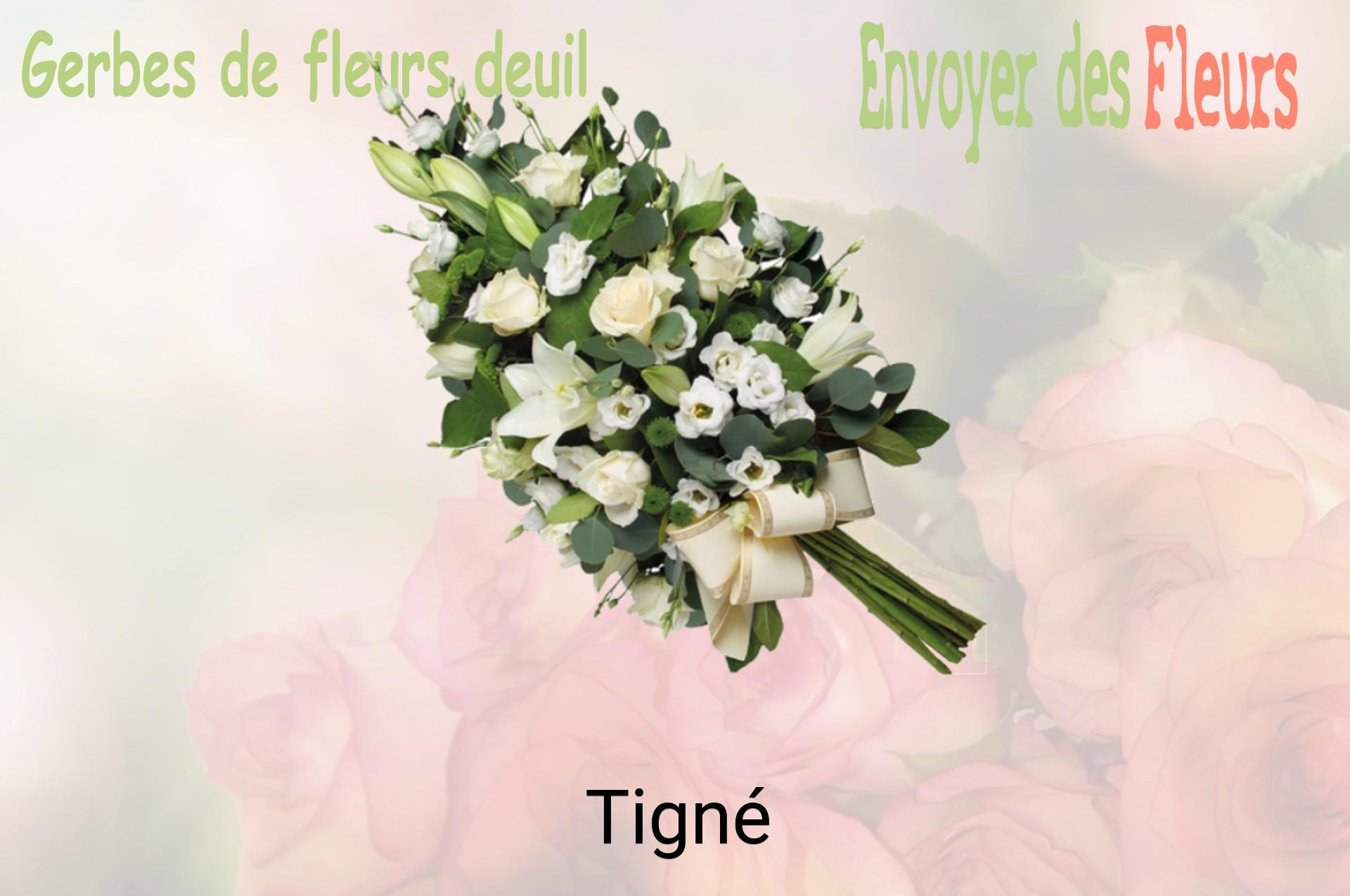 Gerbe de fleurs de deuil livrée à Tigné